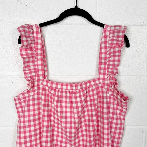 Vineyard Vines Pink Gingham Dress‎ Cotton Linen Sundress - Picture 4 of 6